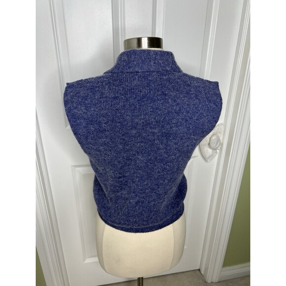 Vintage TanJay Knit Sweater Vest Sz S Purple V-Neck Collard Cottagecore Grandma - Picture 7 of 8
